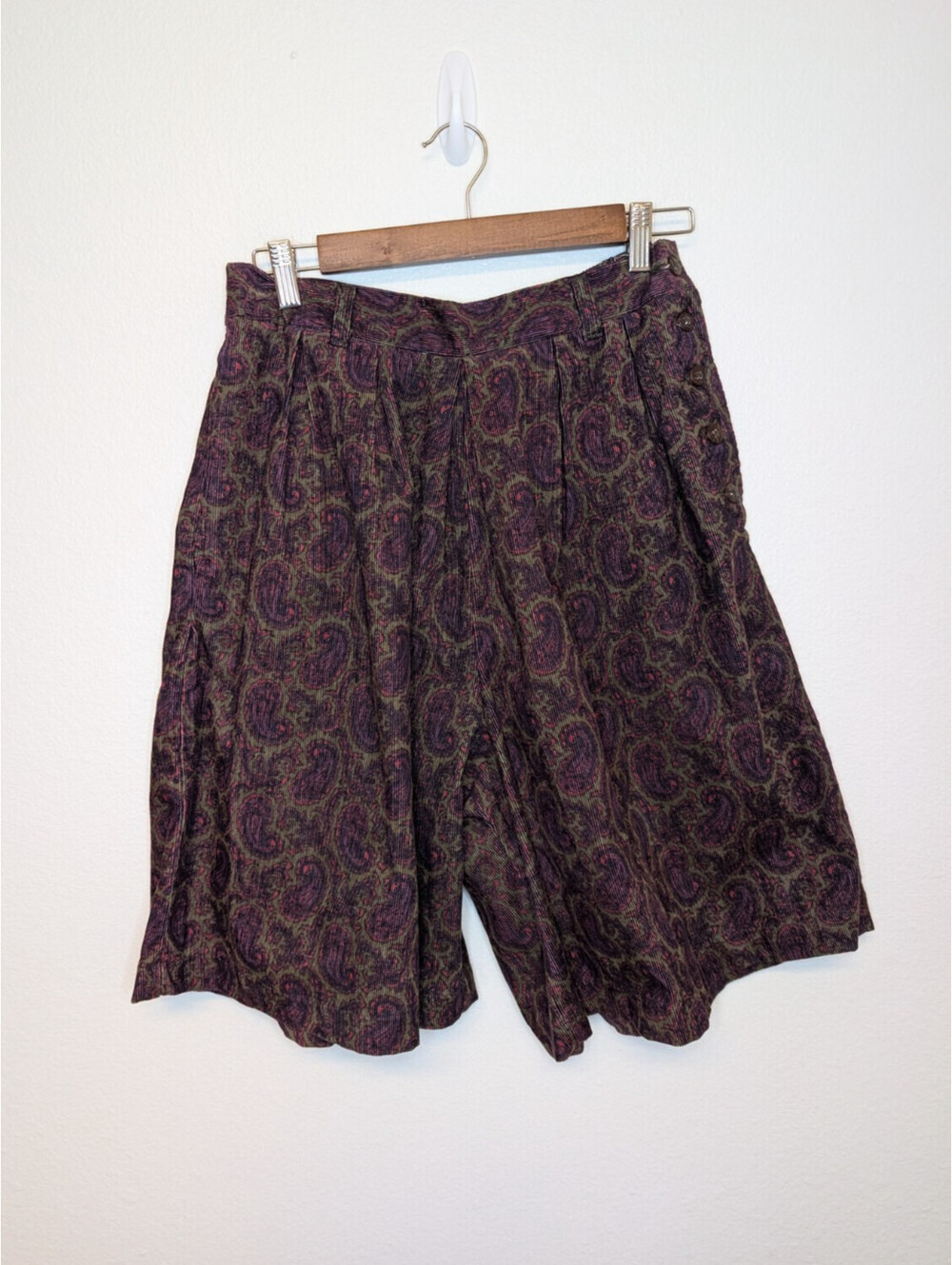 Vintage Womens Sport Essentials Paisley Corduroy Trouser Culottes Sz M USA Made